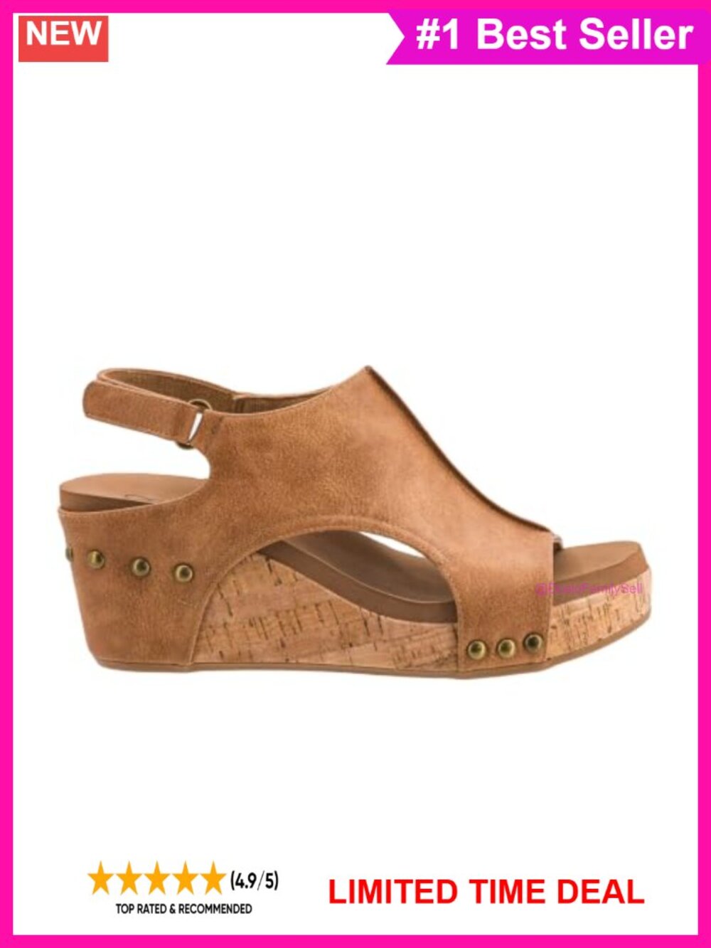 Corky's Wedge Sandals Faux Leather Cushioned EVA Foam Insole Slingback Peep Toe